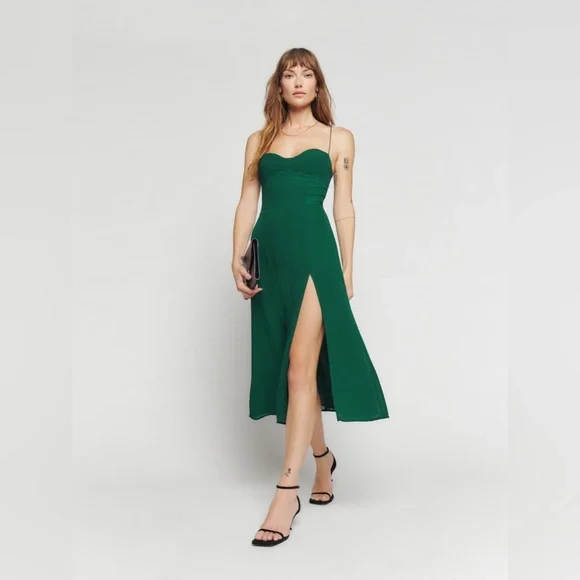 David Jones Reformation Juliette Midi Dress in Emerald, Size 6 US
